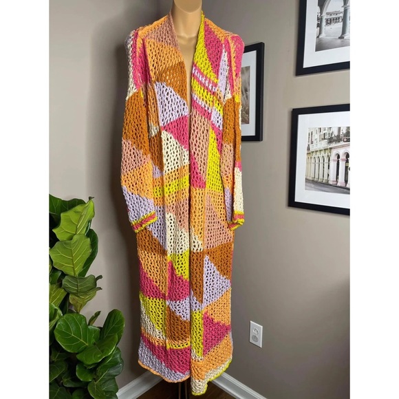 Free People Chasing Rainbows Cardi Crochet Maxi - Picture 6 of 7